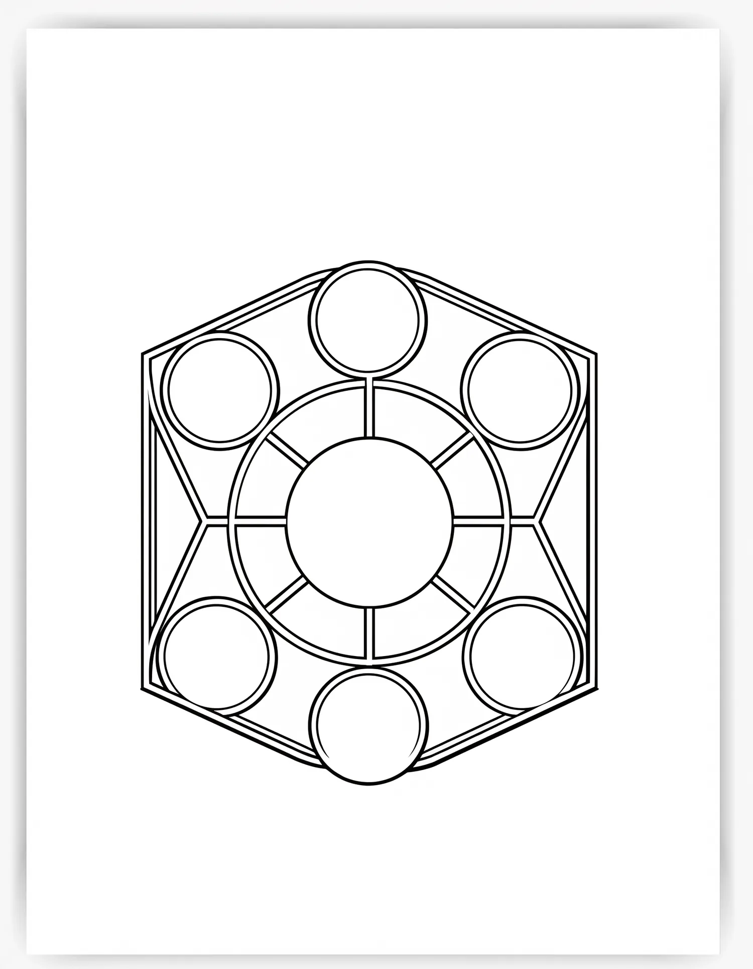 Cube de Metatron Simplifié, Coloriage géométrique à imprimer gratuitement